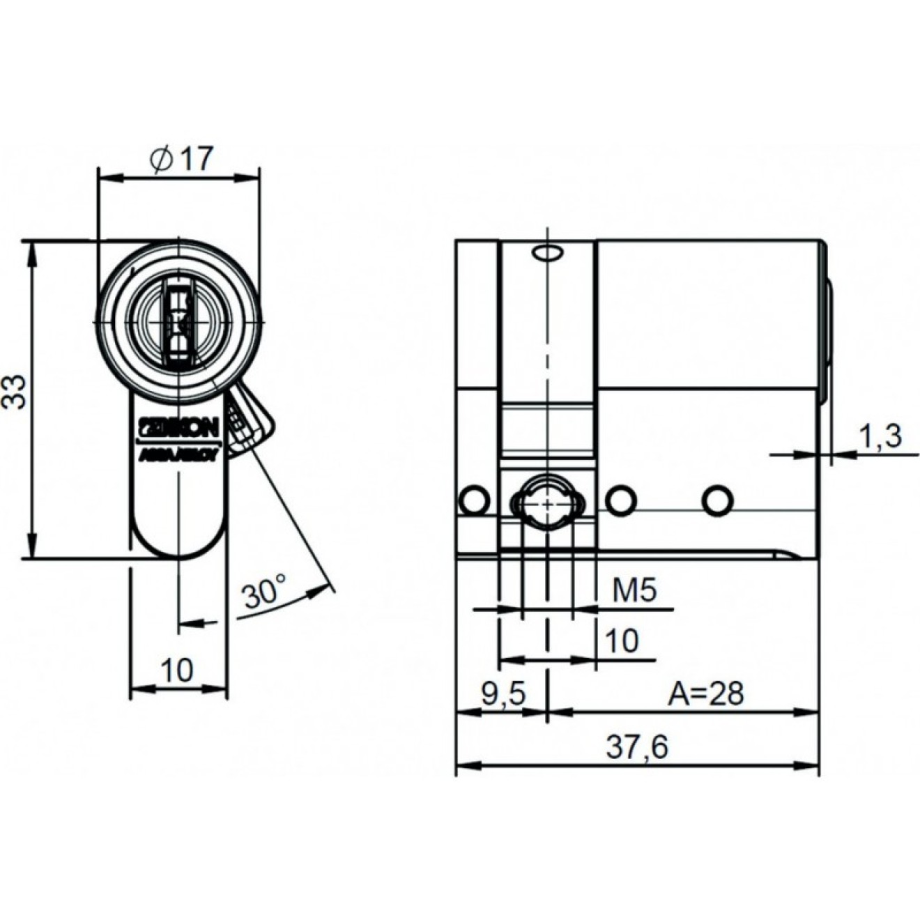 IKON CLIQ Go Halbzylinder technische Zeichnung