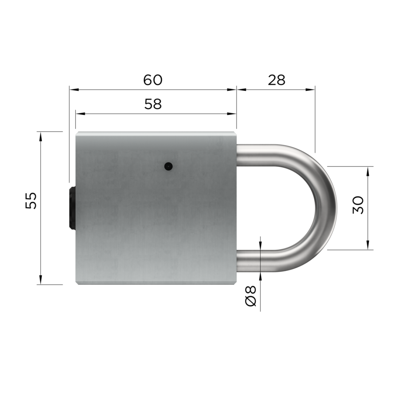 Winkhaus blueCompact Hangschloss - Maße