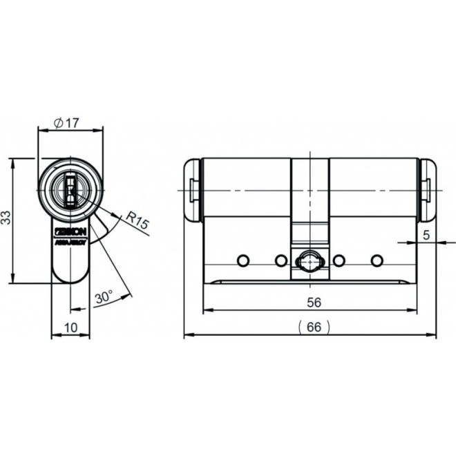 IKON CLIQ Go Doppelzylinder technische Zeichnung mit Staubschutz beidseitig