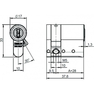 IKON CLIQ Go Halbzylinder technische Zeichnung